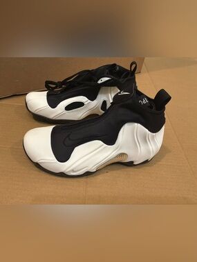 New Nike Air Flightposite QS Basketball Shoes HJ4481-100 BLACK/SAIL Mens Size 6
